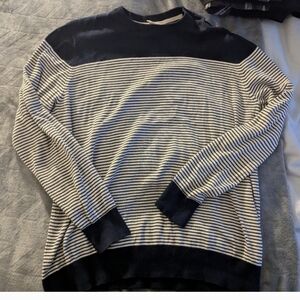 Navy and White Striped Men's Sweater